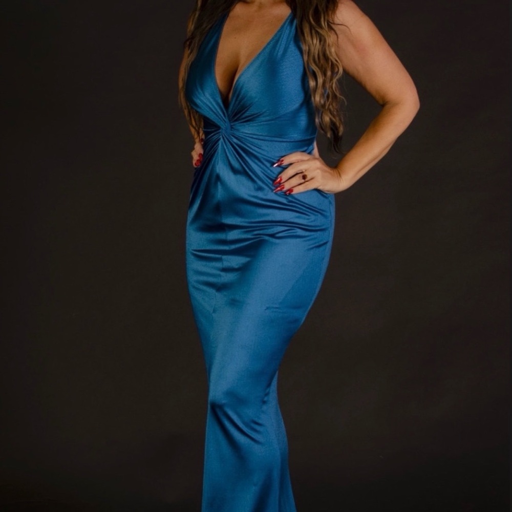 Sleek Teal Maxi Dress Popilush M